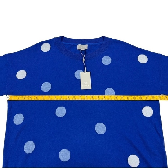 Pure Collection Wool Cotton Relaxed Split Hem Sweater Cobalt Spot Size 12 - Picture 7 of 8
